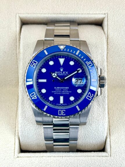 2018 Rolex Submariner “Smurf” 40mm 116619LB White Gold Blue Dial