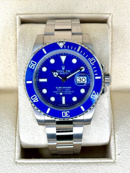 2017 Rolex Submariner “Smurf” 40mm 116619LB White Gold Blue Dial