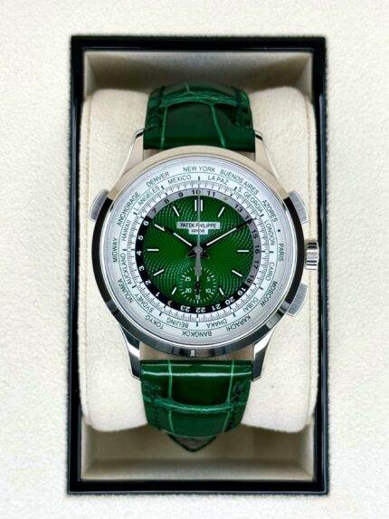 2023 Patek Philippe 5930P World Time Flyback Chronograph Platinum Green Dial