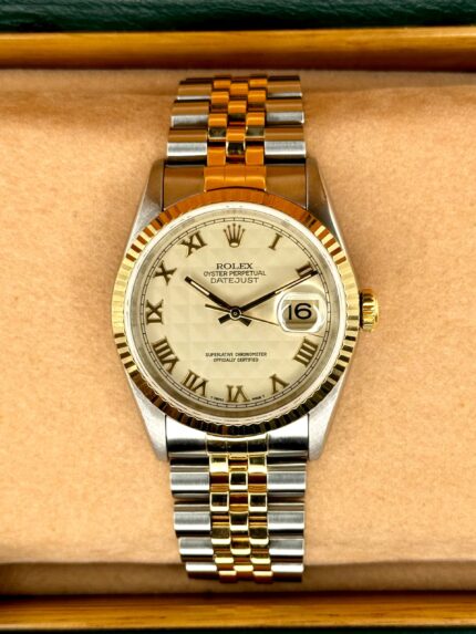 1995 Rolex Datejust 36mm 16233 Two-Tone White Pyramid Dial